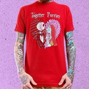Nightmare before Christmas red Valentine’s Day t shirt men’s L together forever